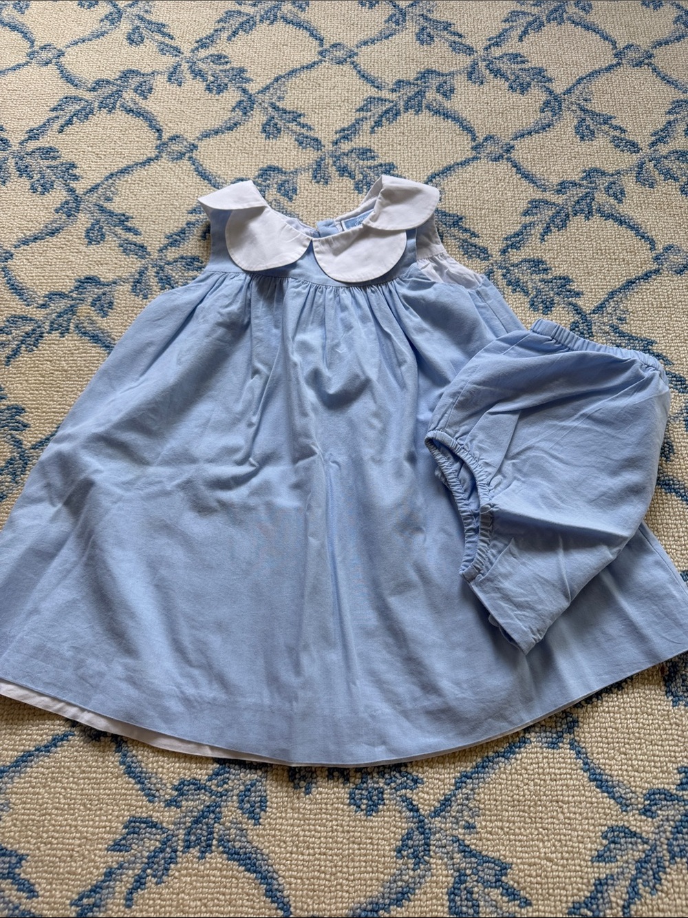 Jacadi Light Blue Dress with White Peter Pan Collar